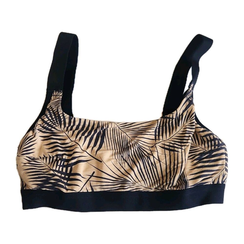 LIVELY All-You Busty Bralette in Navy Palm Print Size L Blue Cream